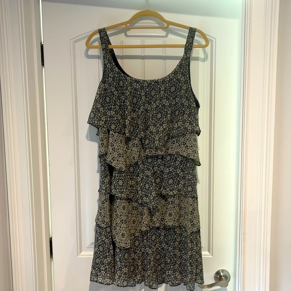 Flowy blue and cream dress